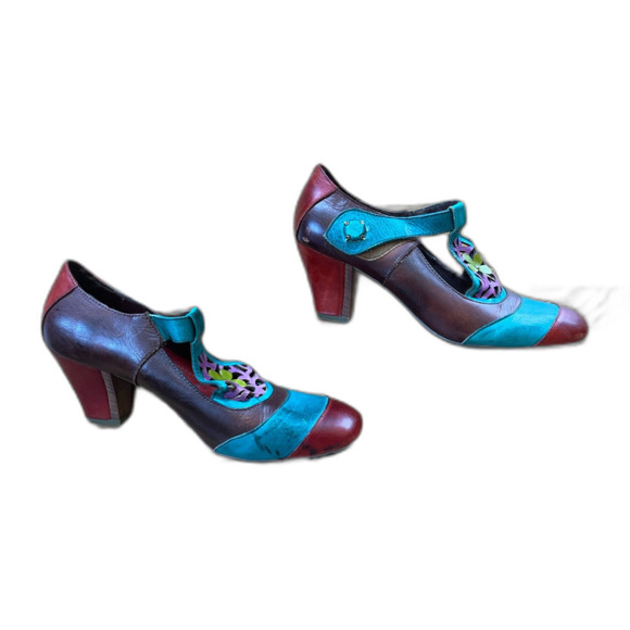 L'ARTISTE by Spring Step Multicolor Strappy Heel Shoes Women's Sz EU 41 US 10.5 - Picture 1 of 9
